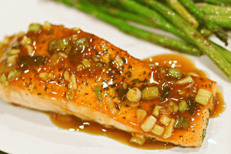 Keto Teriyaki Salmon recipe on a plate