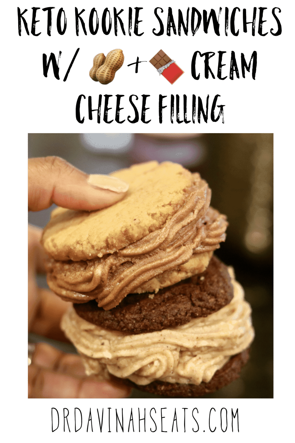 Keto Cookie Sandwich w/ Peanut Butter & Chocolate Cream Cheese Filling Dr. Davinah's Eats