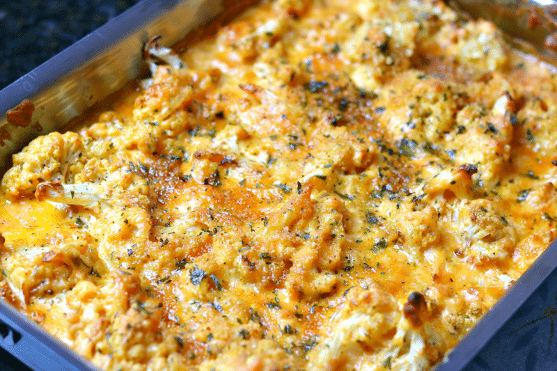 Cauliflower Mac in a baking pan