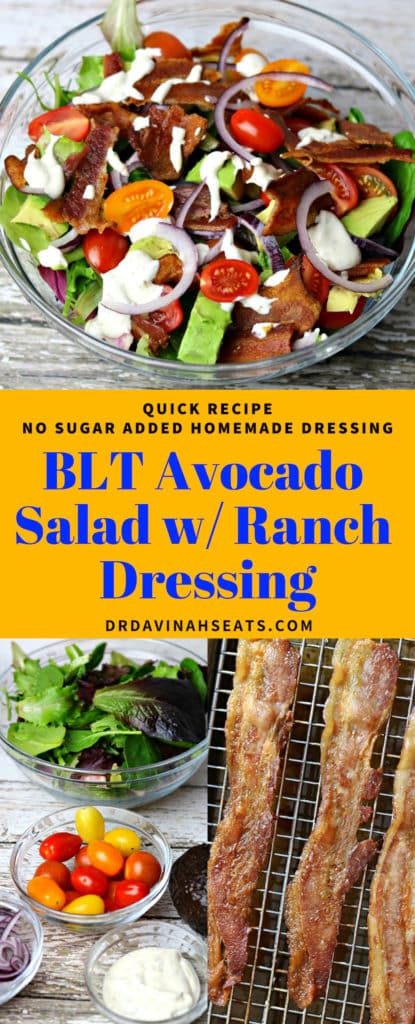 pinterest image for BLT Avocado salad