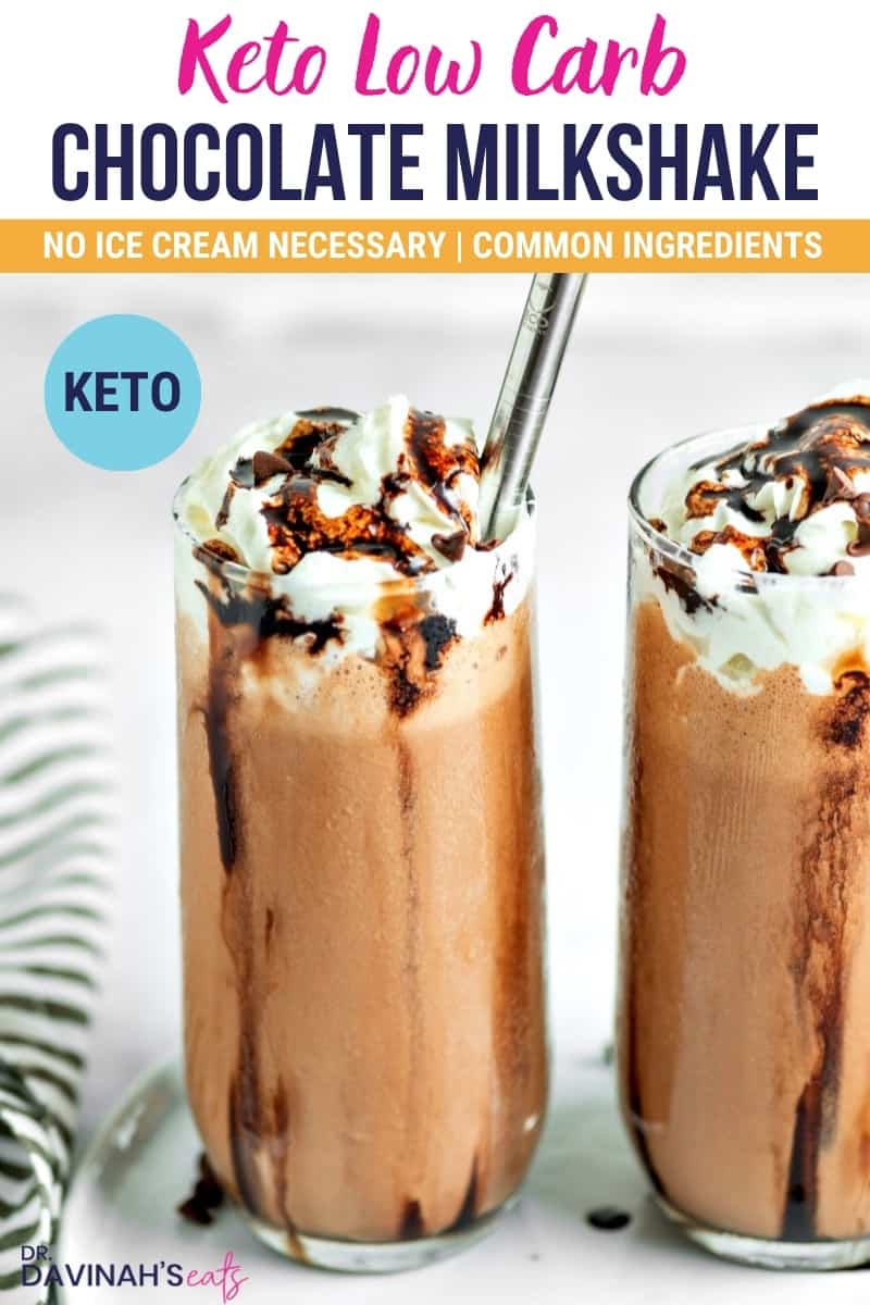 pinterest image for keto chocolate peanut butter milkshake