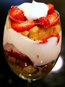 Low Carb Strawberry Shortcake in a glass