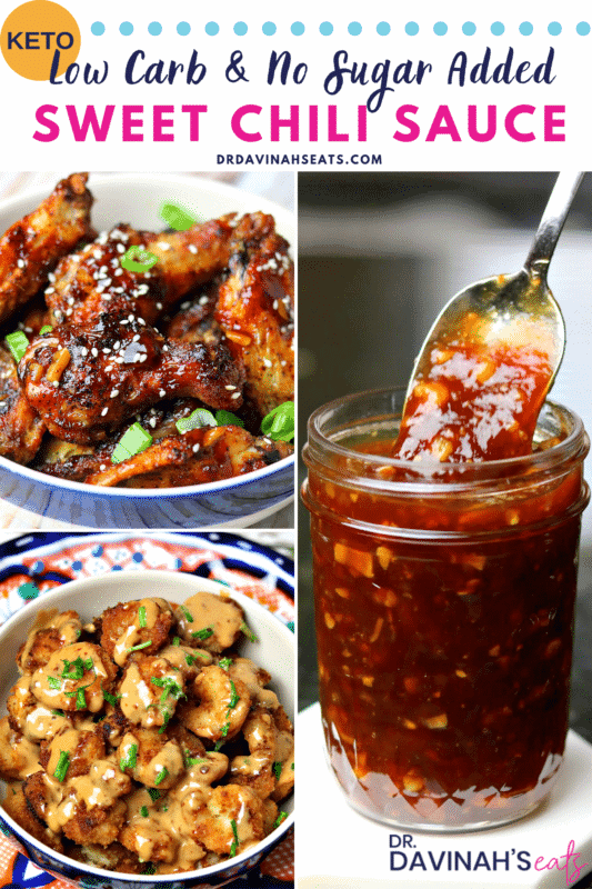 A Pinterest friendly image for Low Carb Sweet Chili Sauce