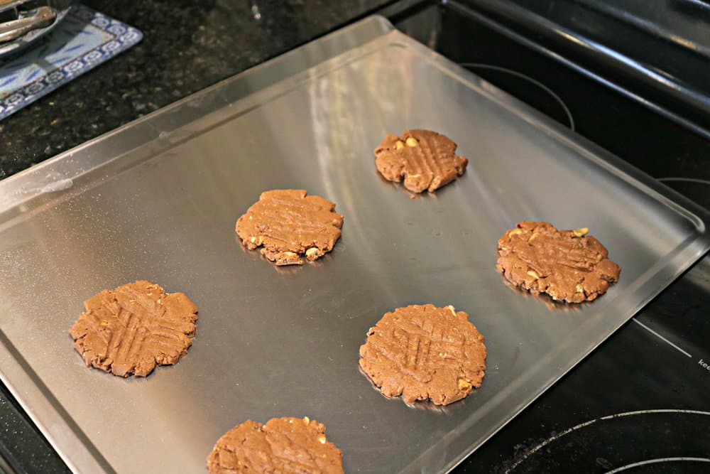 A tray of six cookies for Peanut Butter & Jelly ice cream sandwiches