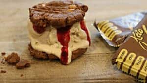 A Peanut Butter & Jelly Ice Cream Sandwich