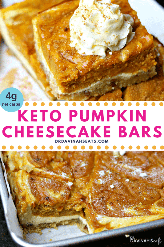 Pinterest Image for Keto Pumpkin Pie Cheesecake Bars