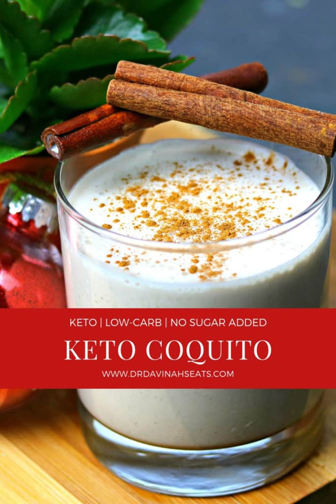 Pinterest image for Keto Coquito Spanish Eggnog Recipe