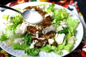 Caesar Dressing on a salad