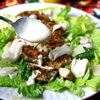 A recipe for a quick Caesar Dressing that takes only a few ingredients and a blender. #keto #lowcarb #lchf #cleaneats #recipe #saladdressing #saladrecipe
