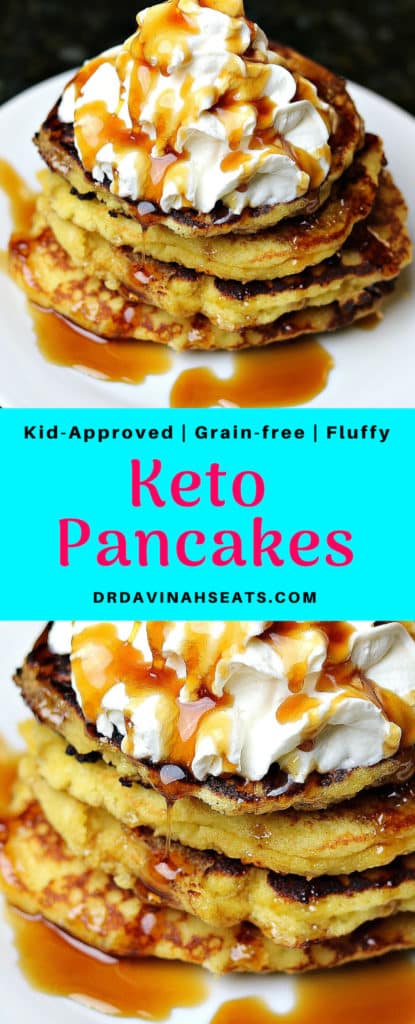 A Pinterest friendly image for Keto Pancakes