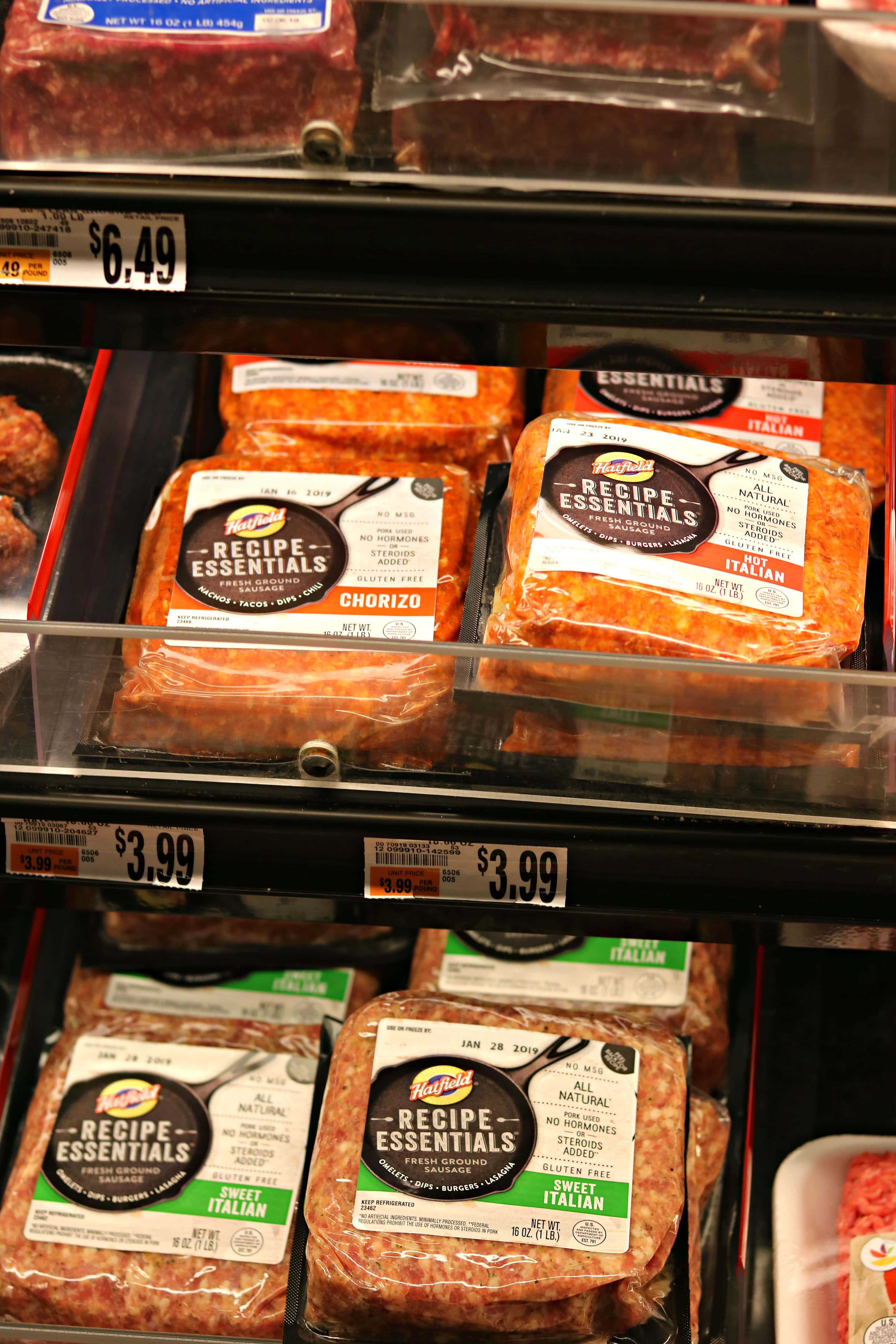 chorizo on a shelf at the market