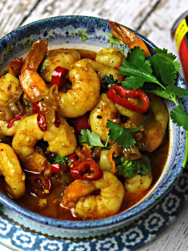 A bowl of Indian Shrimp Curry