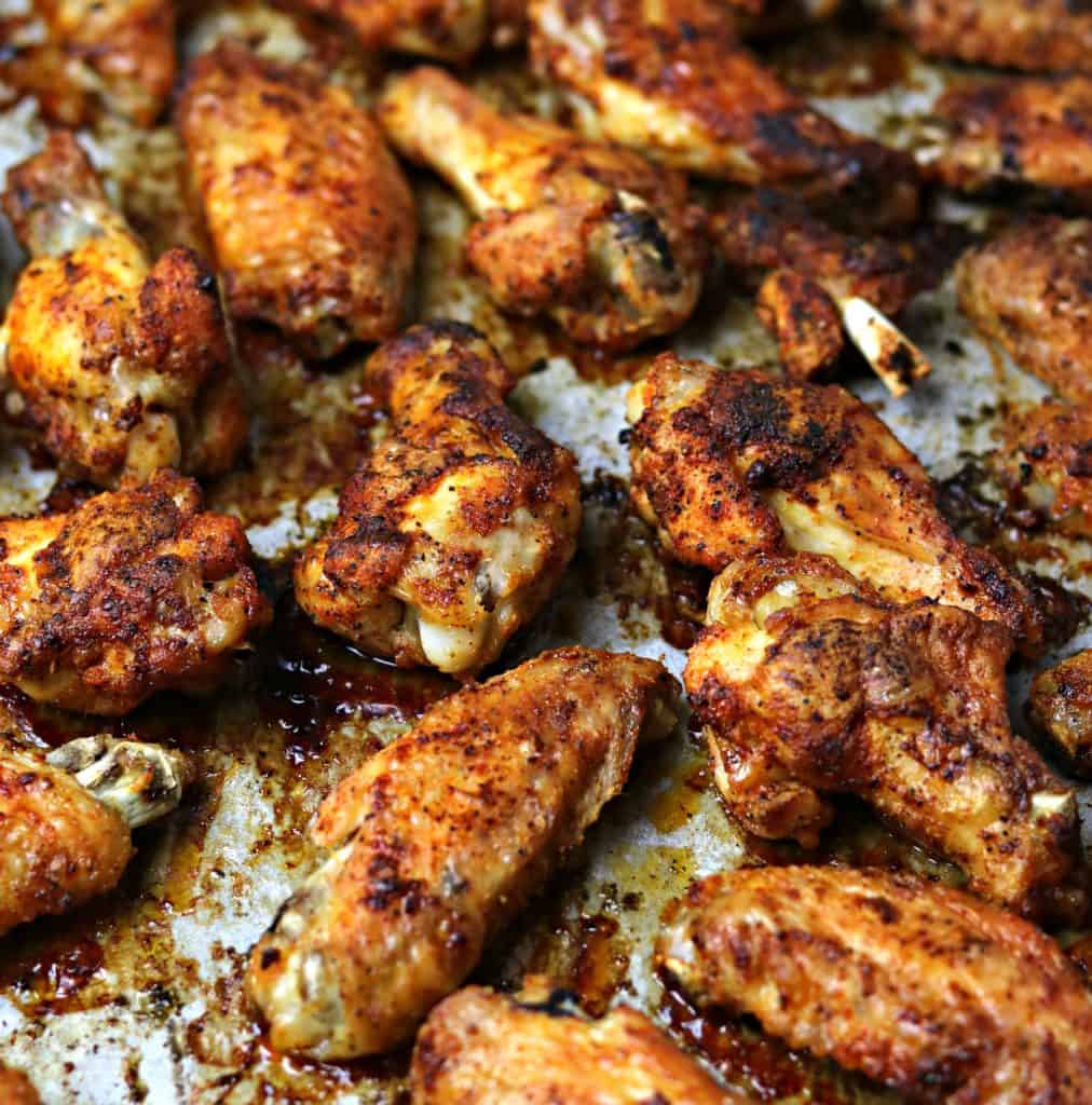 Oven fried chicken wings on a sheet pan