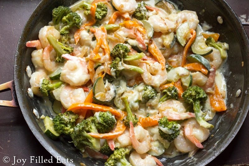 Low Carb Shrimp Primavera recipe in a pan