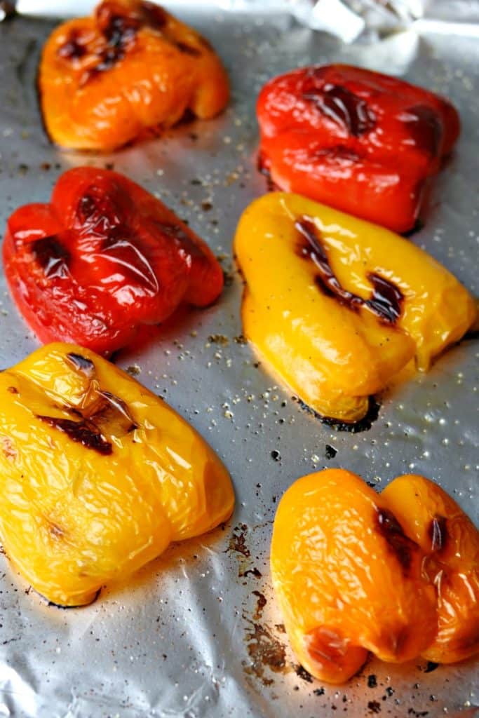 Roasted Bell Peppers on a sheet pan