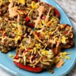 Keto Philly cheesesteak Stuffed Peppers