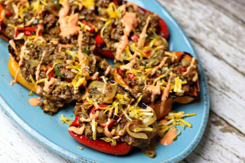 Keto Philly cheesesteak Stuffed Peppers