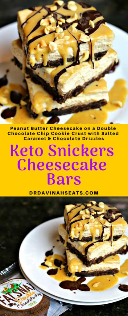 Pinterest Image for Keto Snickers Cheesecake Bars