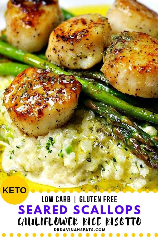 Seared Scallops and Cauliflower Rice Risotto Dr. Davinah's Eats