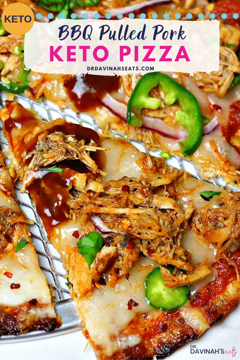 Pinterest image for Keto BBQ Pulled Pork Pizza