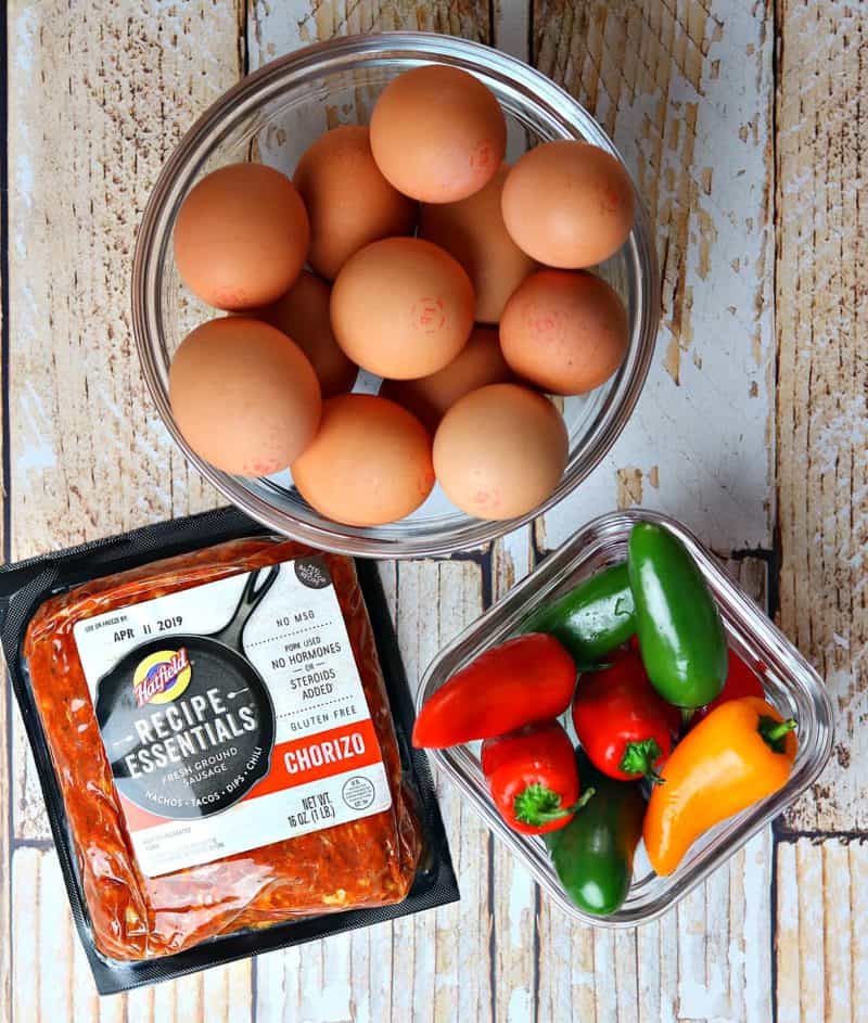 Eggs, chorizo and peppers for this baked frittata recipe