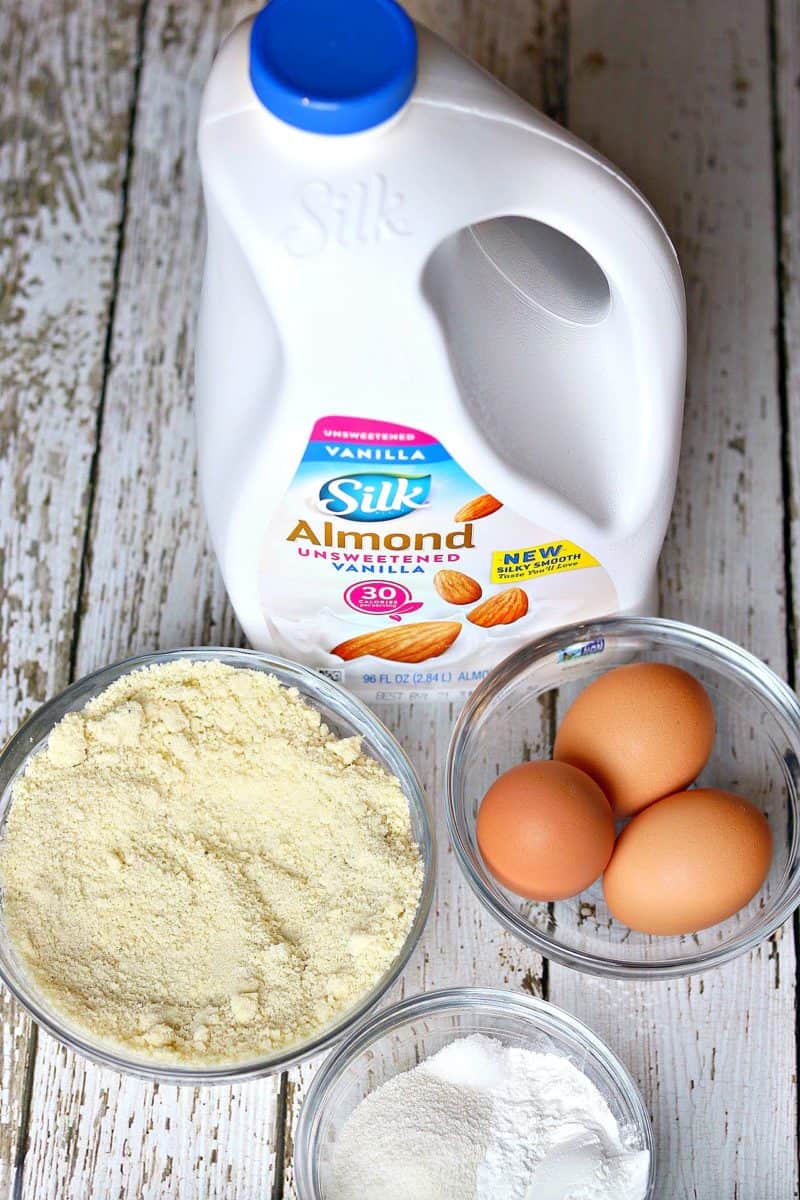 Silk Almondmilk, three eggs, and almond flour