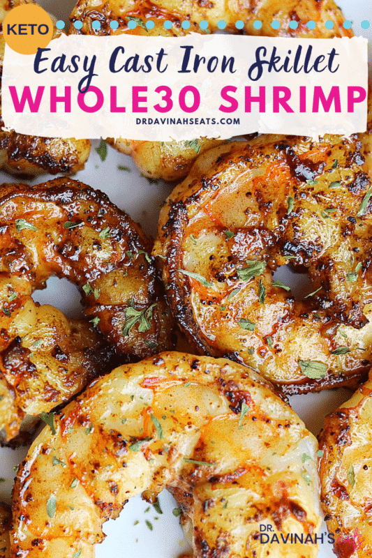 Pinterest image for Easy Whole30 Cast Iron Shrimp