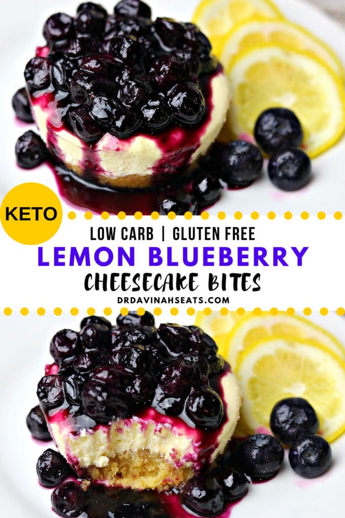 A Pinterest Image for Keto Lemon Blueberry Cheesecake Bites