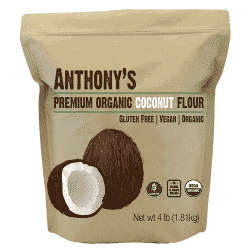 A close up of Anthony\'s premium organic coconut flour