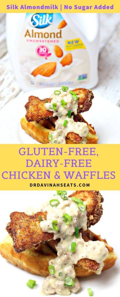 Long Pinterest Image for Gluten-free Dairy-free Chicken & Waffles