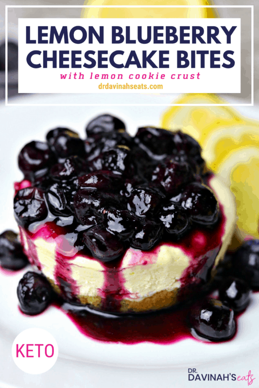 Pinterest image for Lemon Blueberry Cheesecake Bites