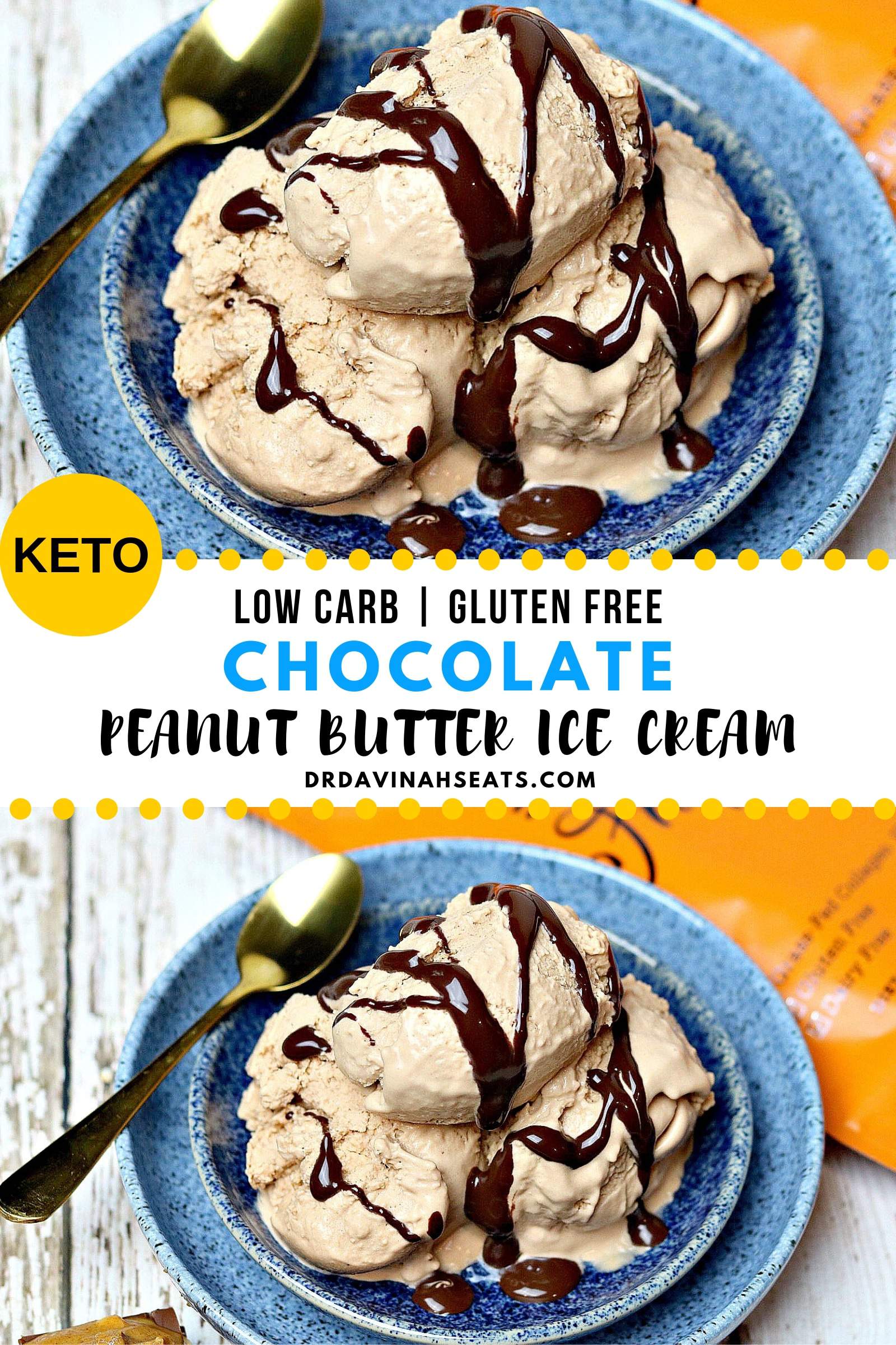 Pinterest image for Low Carb Peanut Butter Chocolate Ice Cream