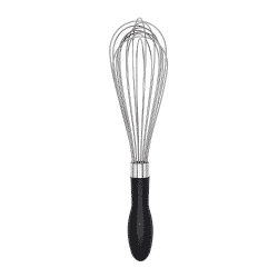 An image of a whisk with a black handle