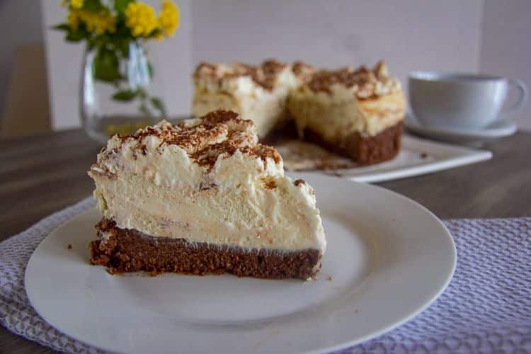 No sugar added Tiramisu Cheesecakes on a plate