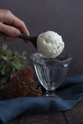 A scoop of keto vanilla ice cream