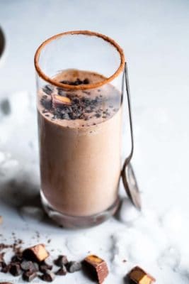 Keto Peanut Butter Smoothie drink recipe in a tall glass