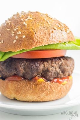 juicy burger recipe on a plate