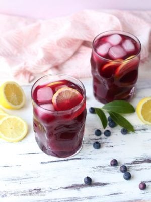 Keto Blueberry & Lemon Electrolyte Drink in two glasses