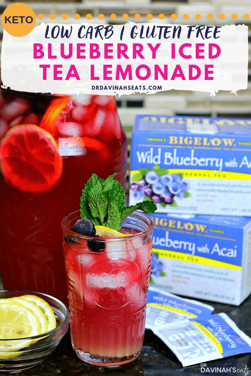 Keto Blueberry Iced Tea Lemonade Dr. Davinah's Eats