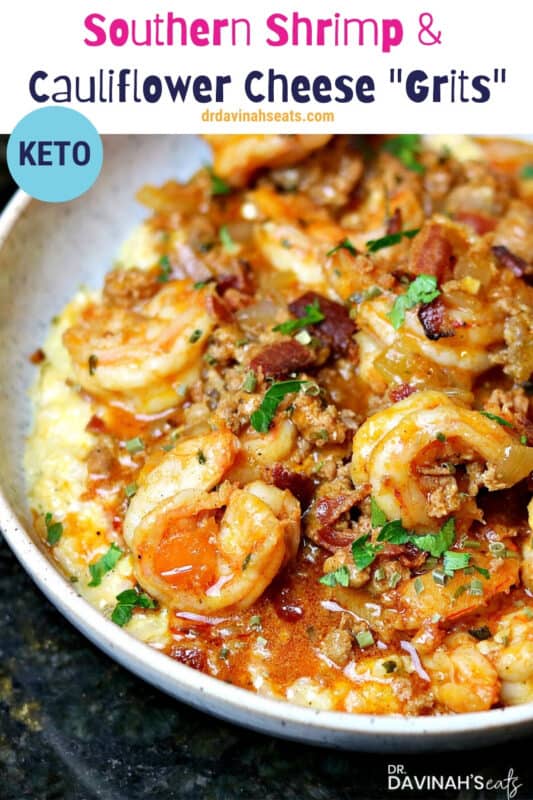 pinterest image for keto shrimp and grits