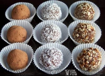 A collection of nine Keto candy cream cheese truffles