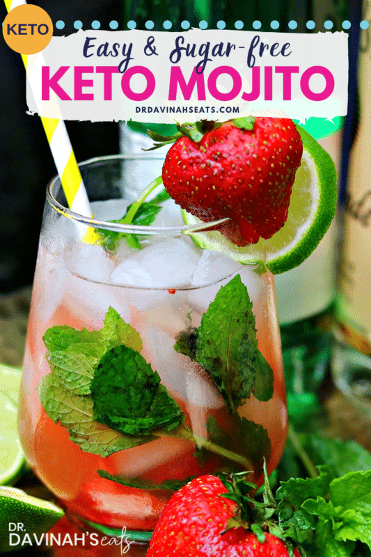Pinterest image for Strawberry Keto Mojito