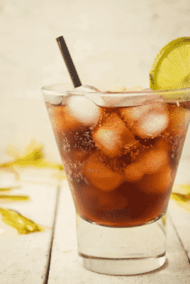 Keto-friendly Rum and Coke cocktail