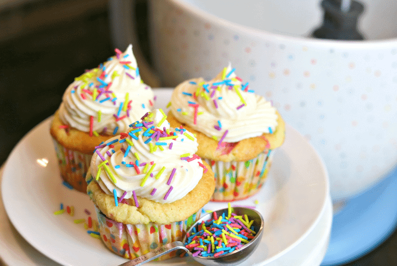 Low Carb Funfetti Cupcakes on a plate