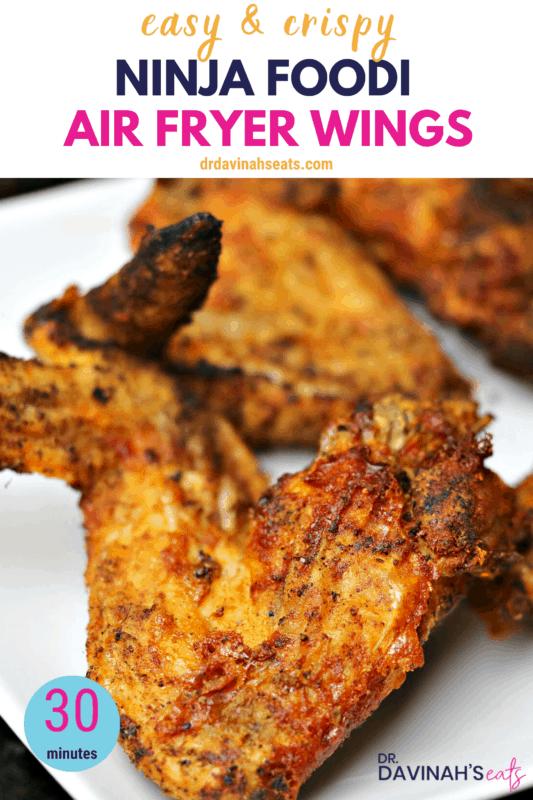 Pinterest image in air fryer fried wings
