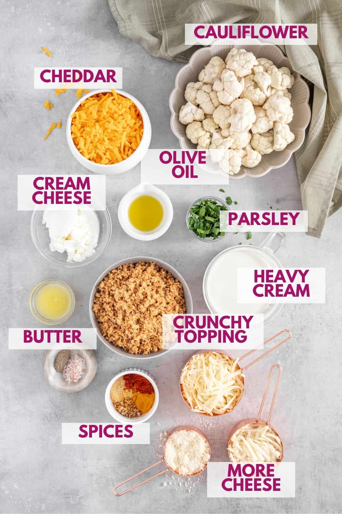 ingredients needed to make cauliflower Mac and cheese