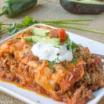 Low Carb Mexican Lasagna on White Plate