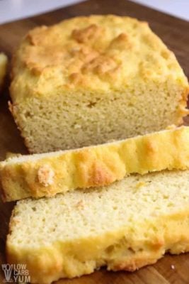 Sliced Coconut Flour Bread on a board