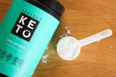 Unflavored Perfect Keto Collagen in a scoop