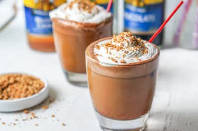 Keto S’mores iced bulletproof coffee in a glass cup
